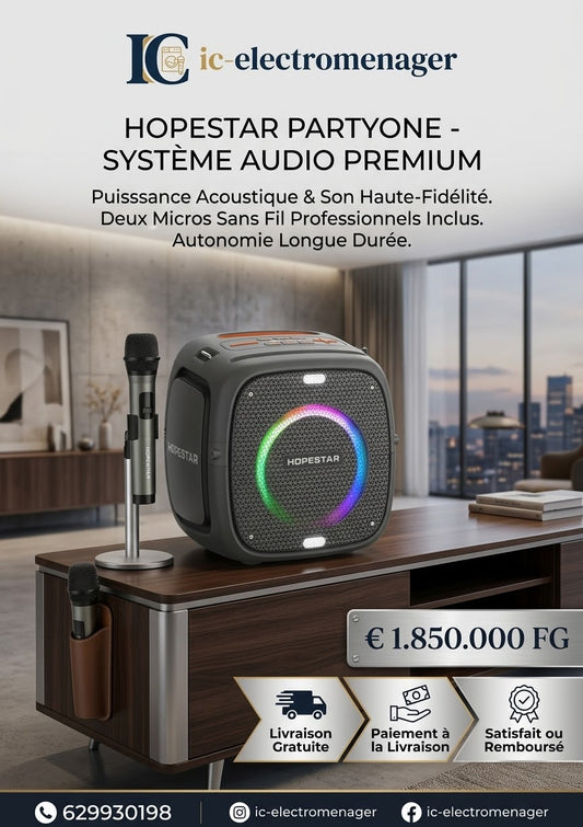HOPESTAR PARTYONE – Système Audio Bluetooth Premium & Kit Karaoké (2 Microphones Sans Fil Pro Inclus)
