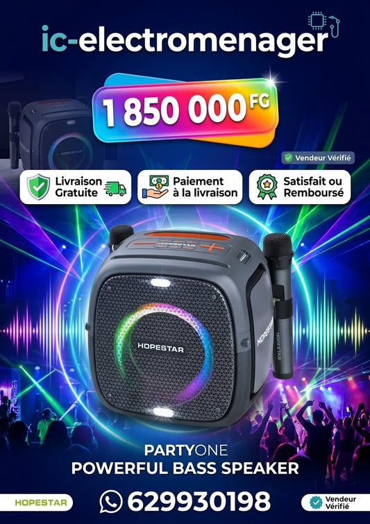 HOPESTAR PARTYONE – Système Audio Bluetooth Premium & Kit Karaoké (2 Microphones Sans Fil Pro Inclus)