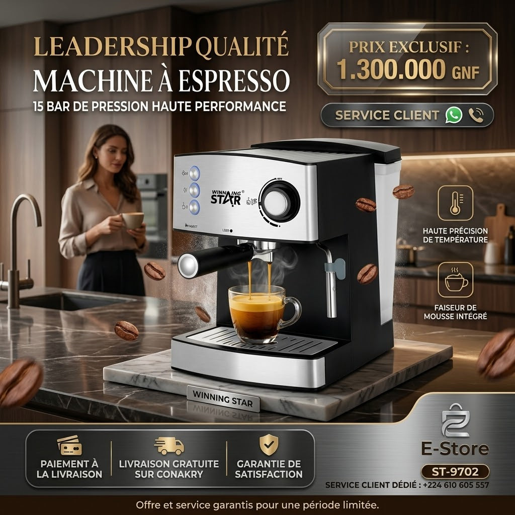 Machine à Espresso Haute Performance 15 Bar – WINNING STAR ST-9702