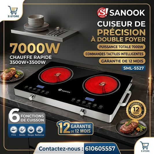 Plaque de Cuisson Infrarouge Double Foyer SANOOK® 7000W – SML-5527