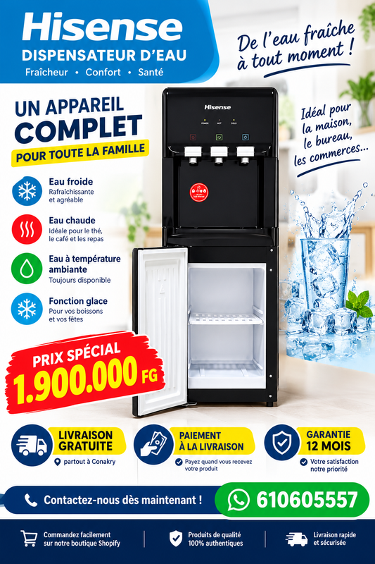 Fontaine à Eau SPJ avec Mini-Réfrigérateur Intégré – Distributeur d'Eau Chaude & Froide